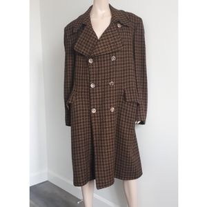 Vintage | Houndstooth Wool Double-breasted Overcoat